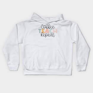 Coffee Teach Repeat Muted Rainbow Kids Hoodie